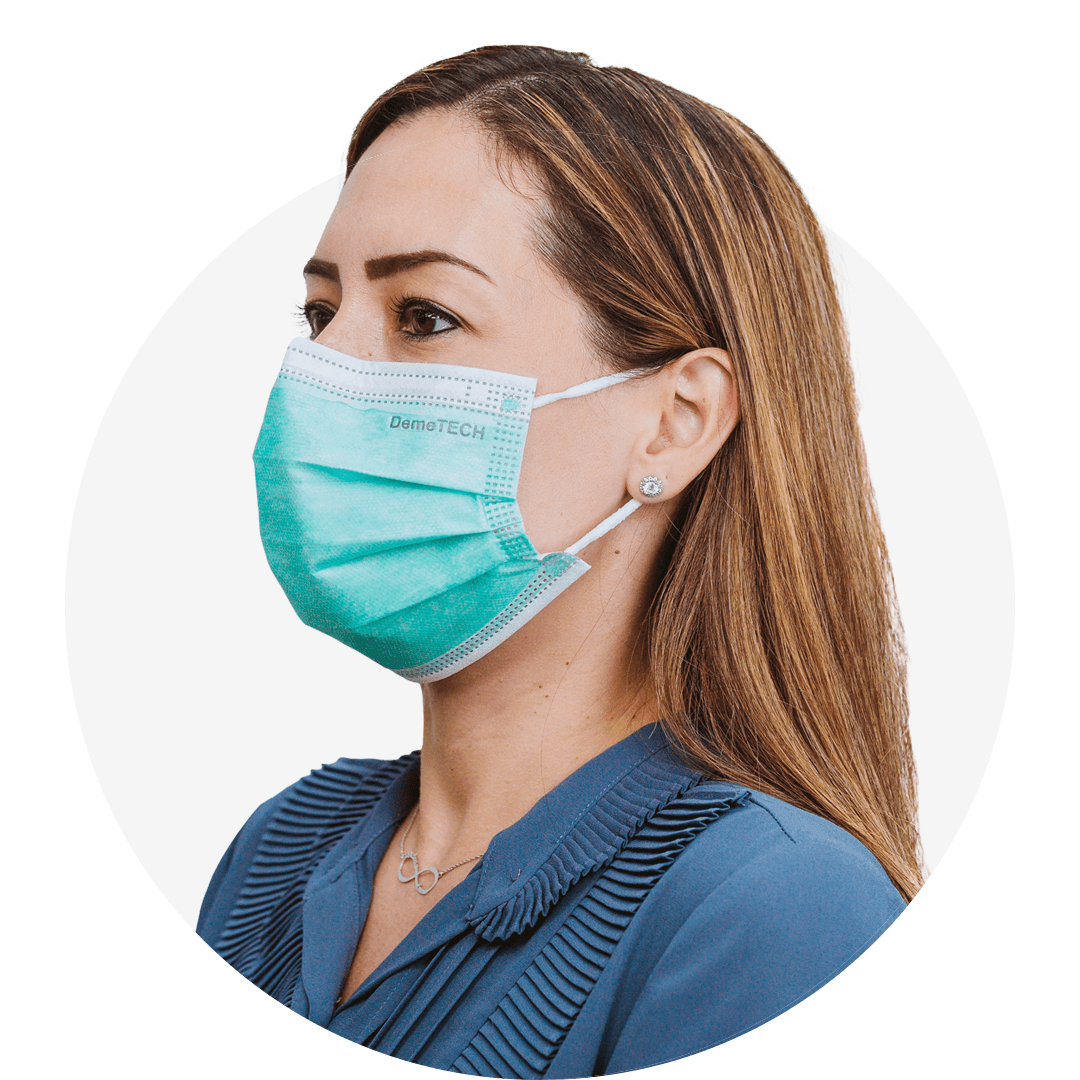 Green, ASTM Level 3 Disposable Face Mask with Earloops, (Box of 50), Size: Regular