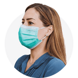 Green, ASTM Level 3 Disposable Face Mask with Earloops, (Box of 50), Size: Regular