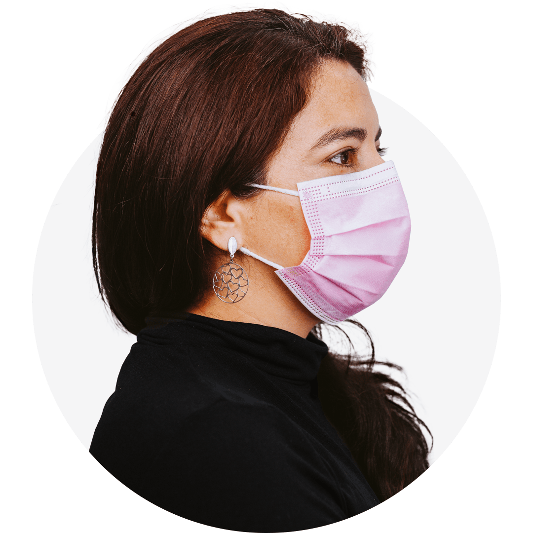Pink , ASTM Level 3 Disposable Face Mask With Earloops, (Box of 50), Size: Regular