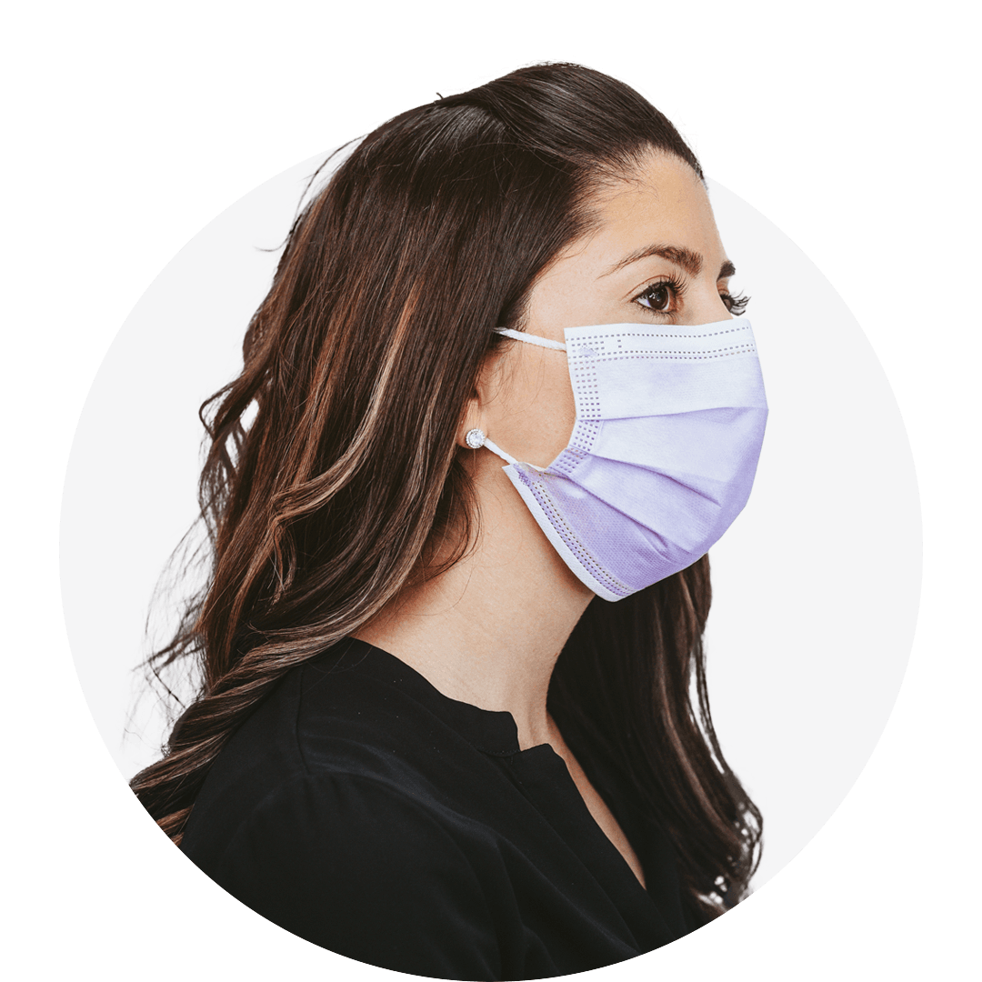 Purple, ASTM Level 3 Disposable Face Mask With Earloops, (Box of 50), Size: Regular