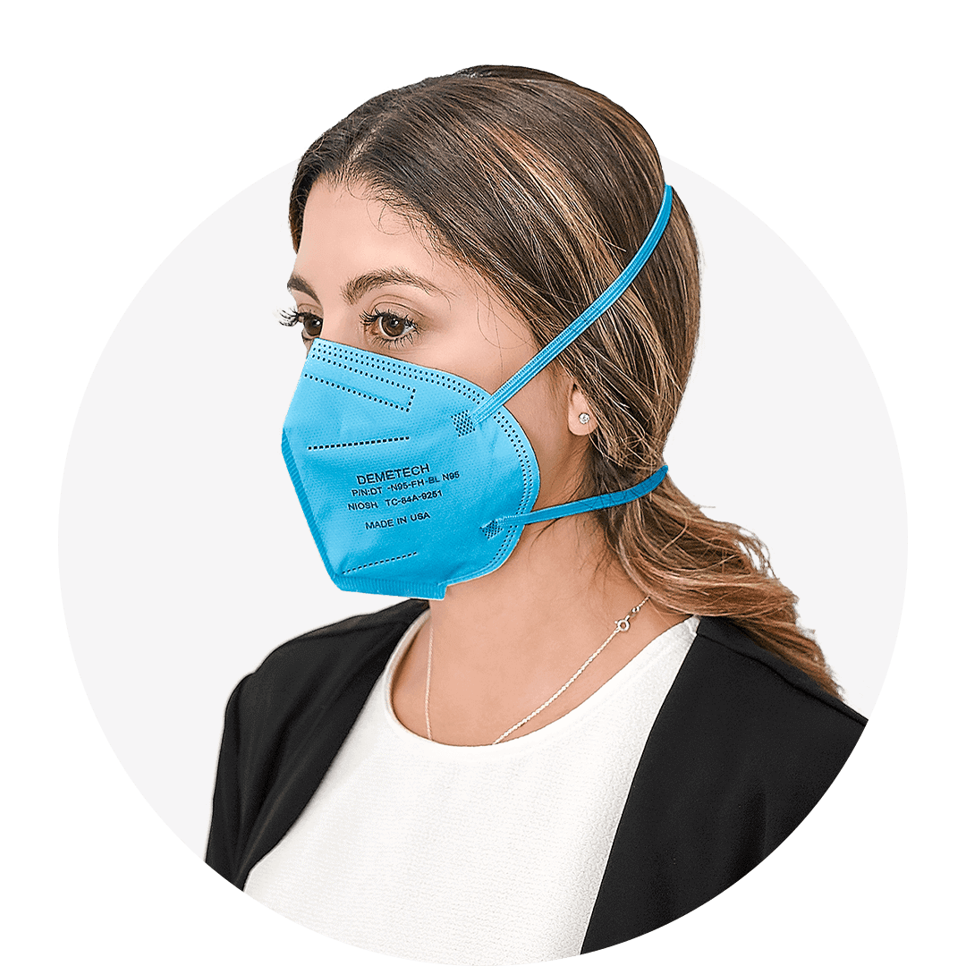 Blue, N95 Respirator Mask, Fold Style, NIOSH APPROVED, Size: Regular, (Box of 20)