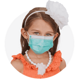 Kids, Green, ASTM Level 3 Disposable Mask with White Earloops, (Box of 50)