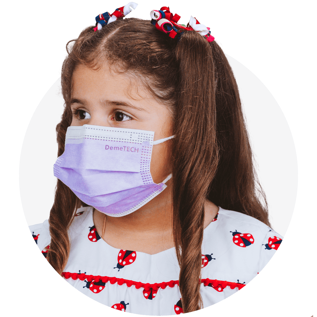 Kids, Purple, ASTM Level 3 Disposable Mask with White Earloops  (Box of 50)