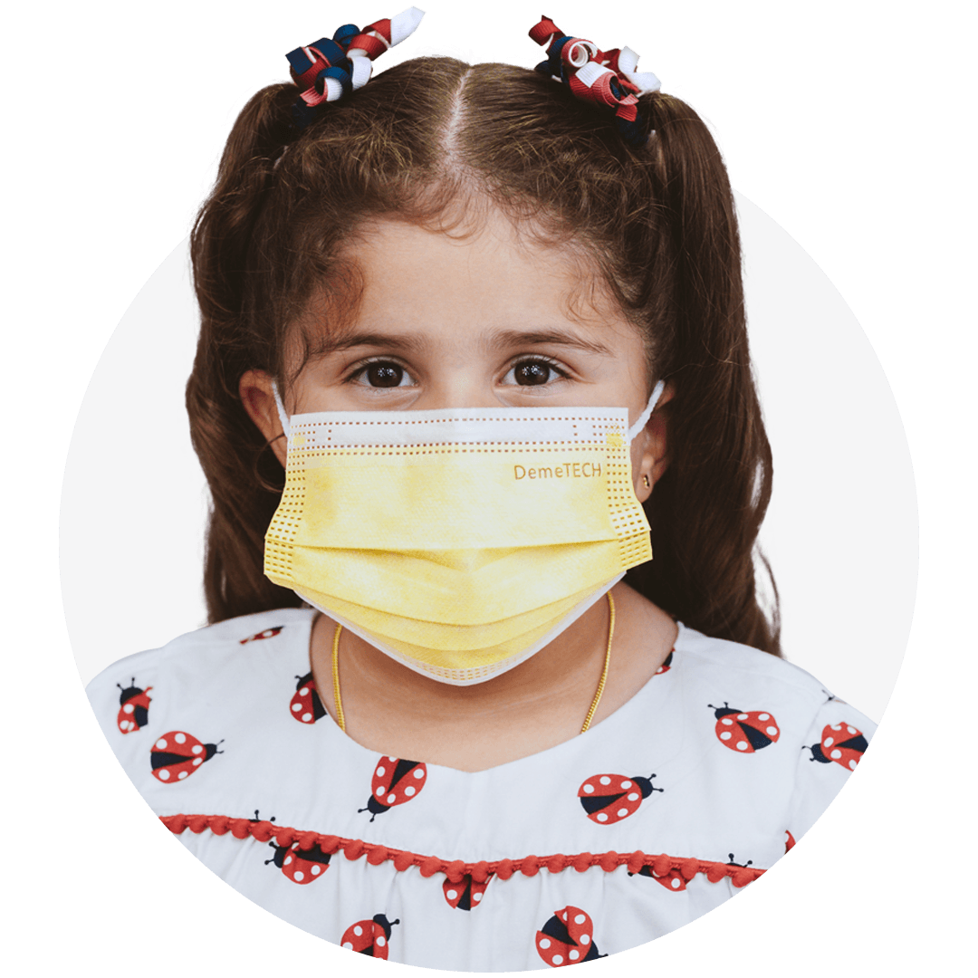 Kids, Yellow, ASTM Level 3 Disposable Mask with White Earloops  (Box of 50)