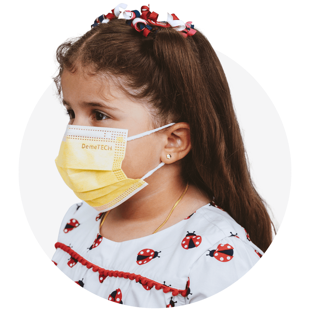 Kids, Yellow, ASTM Level 3 Disposable Mask with White Earloops  (Box of 50)
