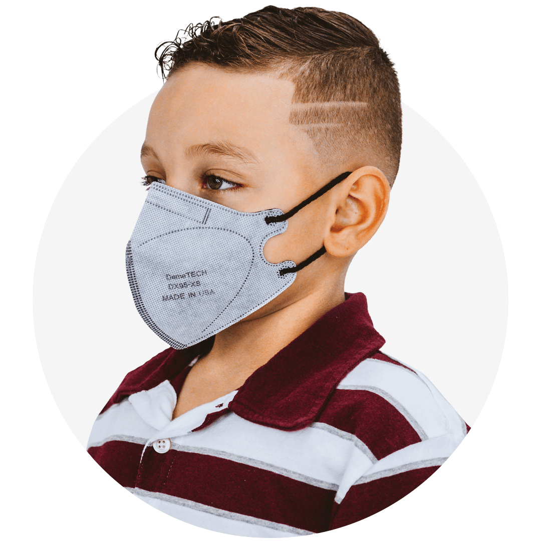 Kids, Grey Extra Small Particulate Respirator Fold Style With Black Earloops  (Box of 20)