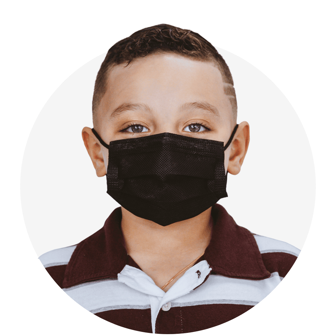Kids, Black, ASTM Level 3 Disposable Mask with Earloops, (Box of 50)