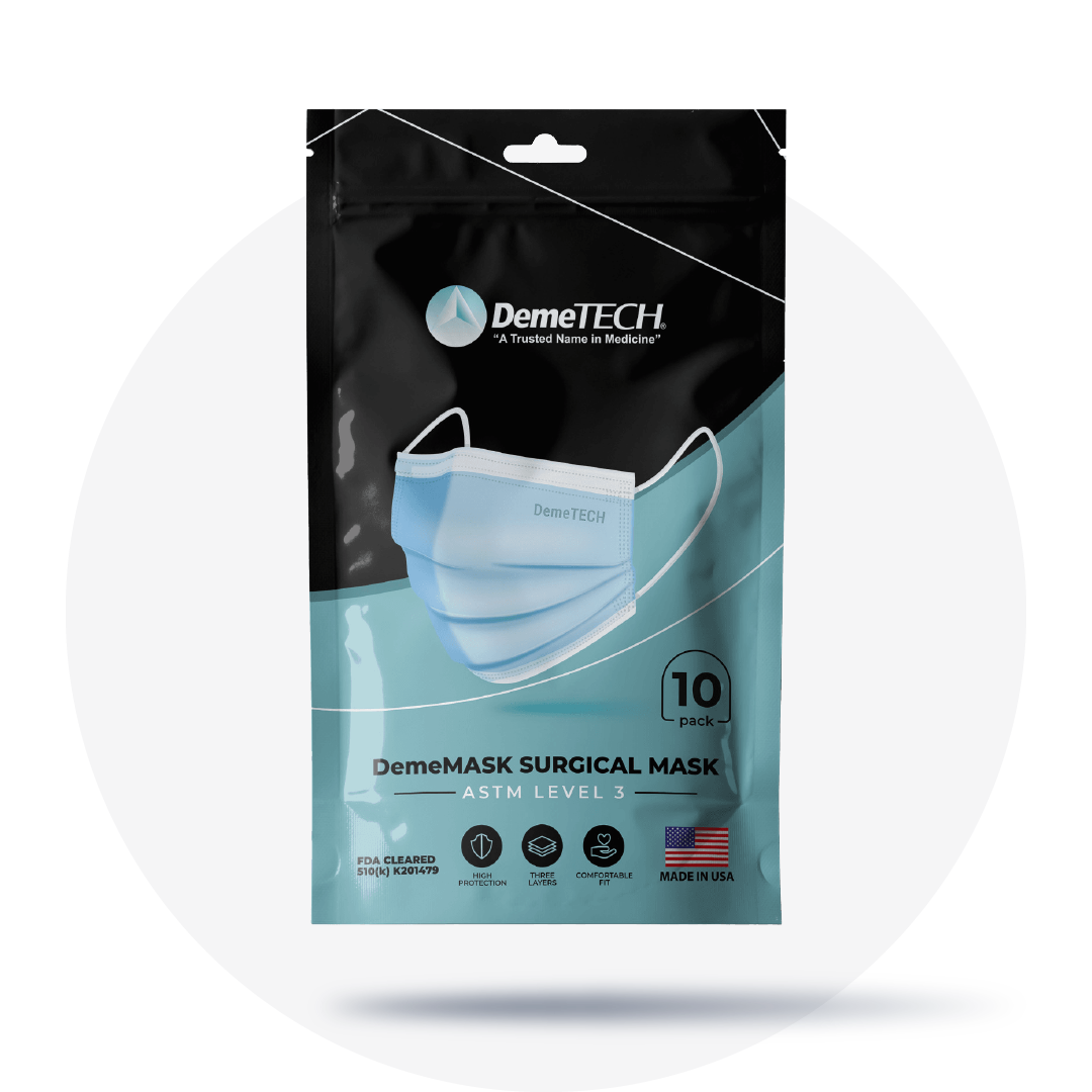 Surgical Disposable Mask ASTM Level 3 (Bag of 10), Size: Regular