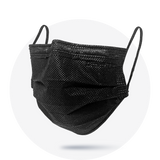 Black, ASTM Level 3 Disposable Face Mask with Earloops, Size: Regular