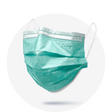 Green, ASTM Level 3 Disposable Face Mask with Earloops, (Box of 50), Size: Regular