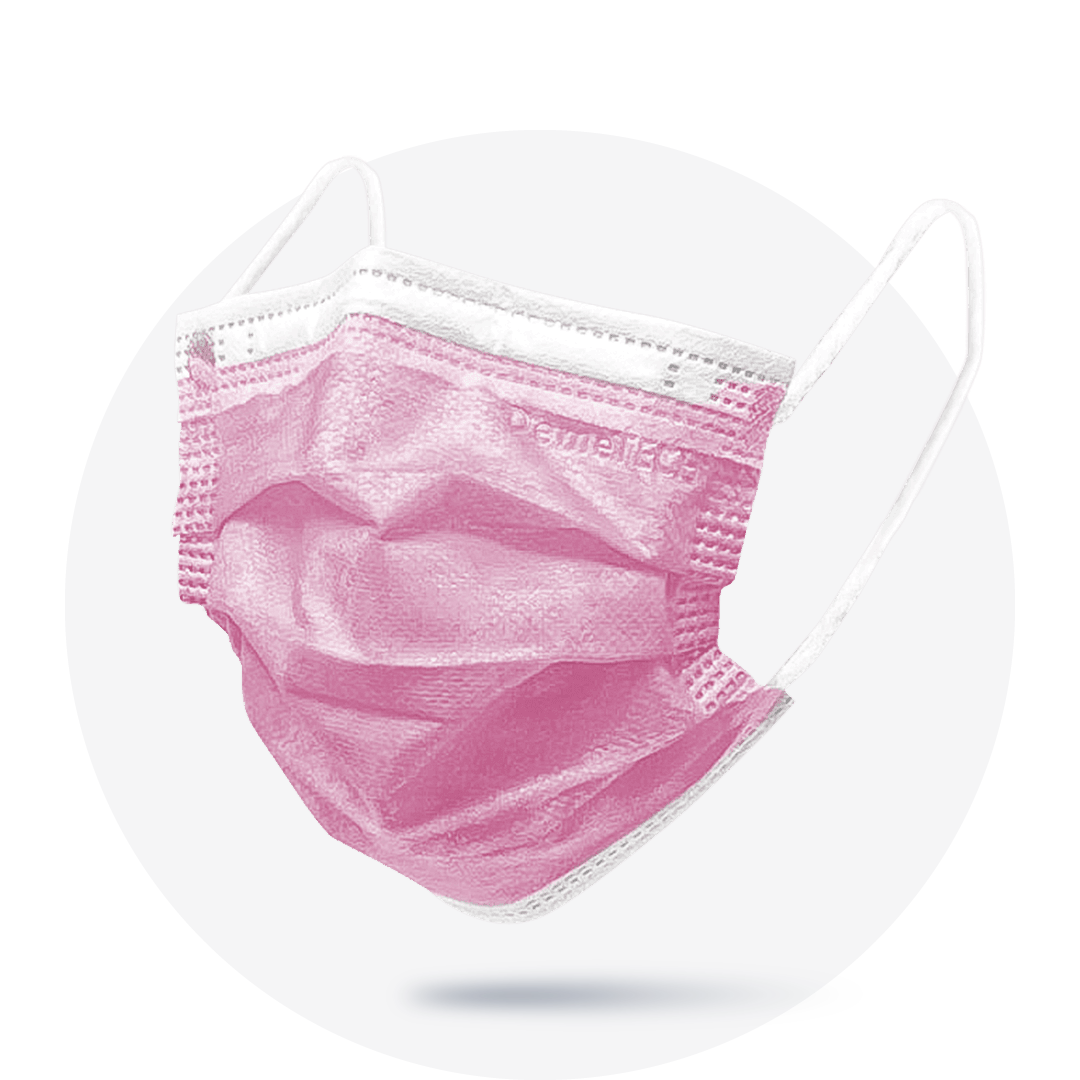 Kids, Pink, ASTM Level 3 Disposable Mask with White Earloops, (Box of 50)