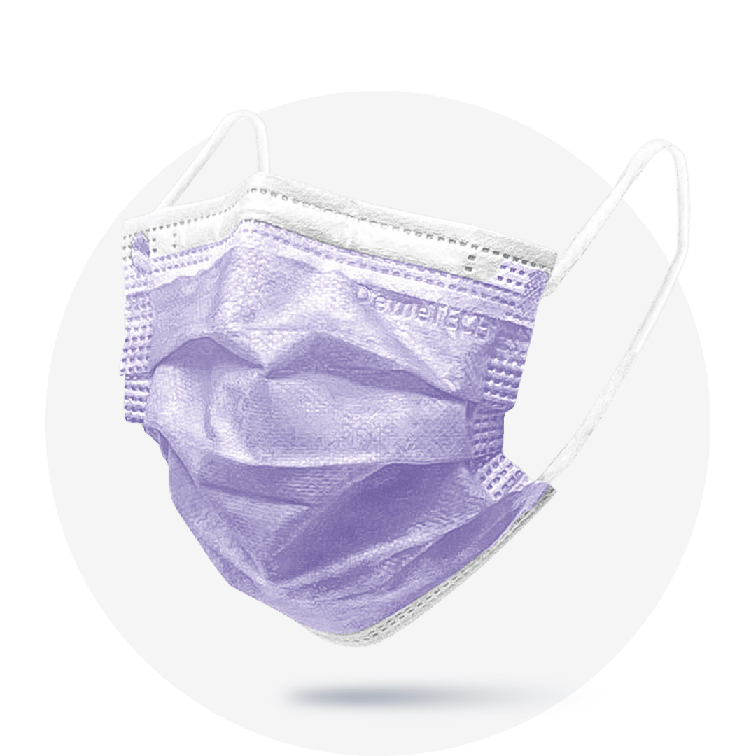 Kids, Purple, ASTM Level 3 Disposable Mask with White Earloops  (Box of 50)