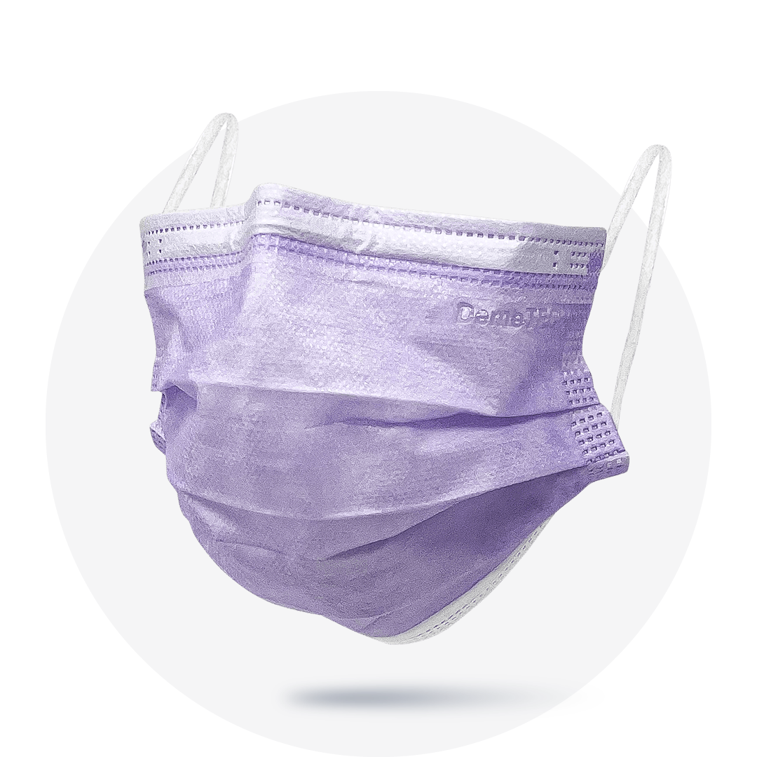 Purple, ASTM Level 3 Disposable Face Mask With Earloops, (Box of 50), Size: Regular