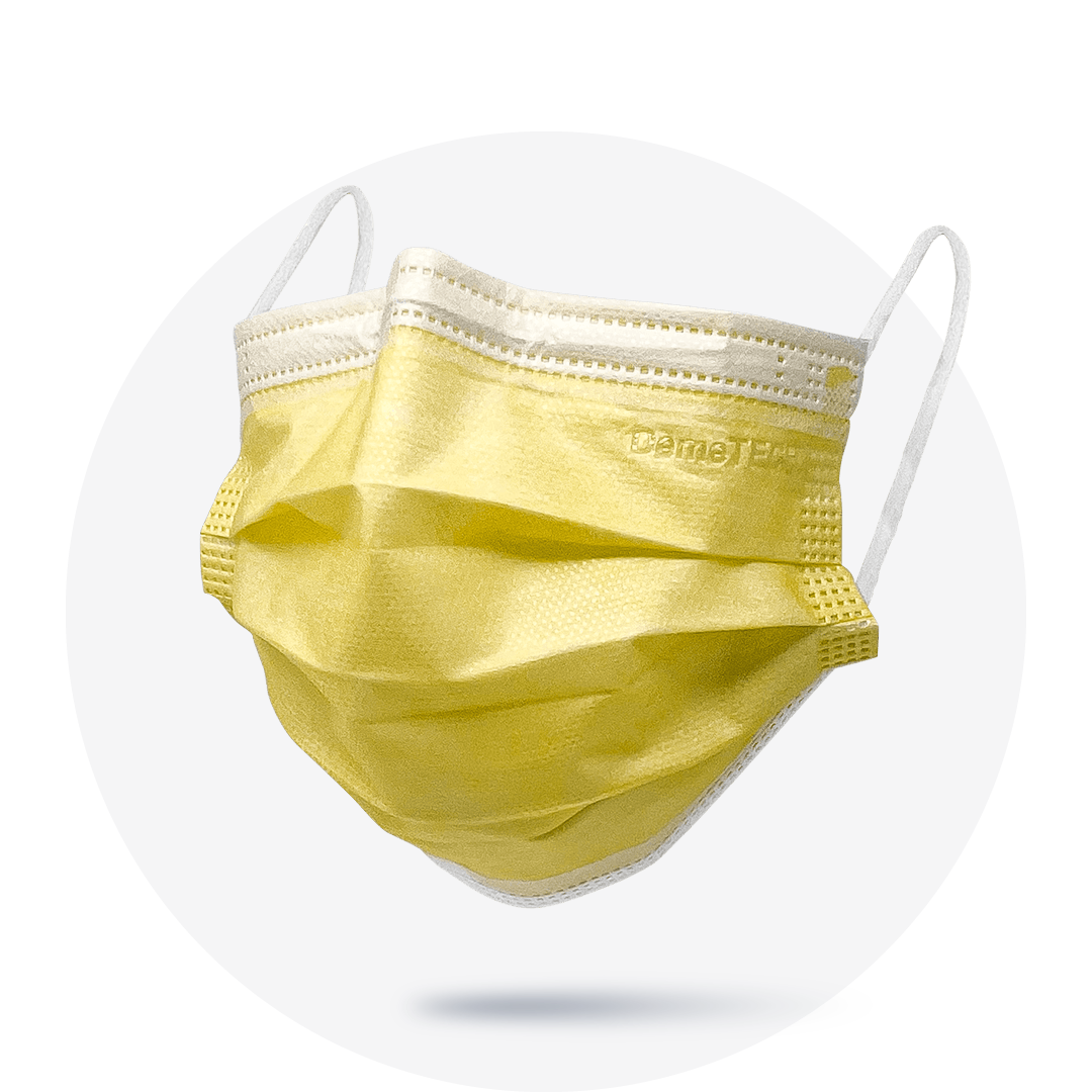 Yellow, ASTM Level 3 Disposable Face Mask With Earloops, (Box of 50),  Size: Regular