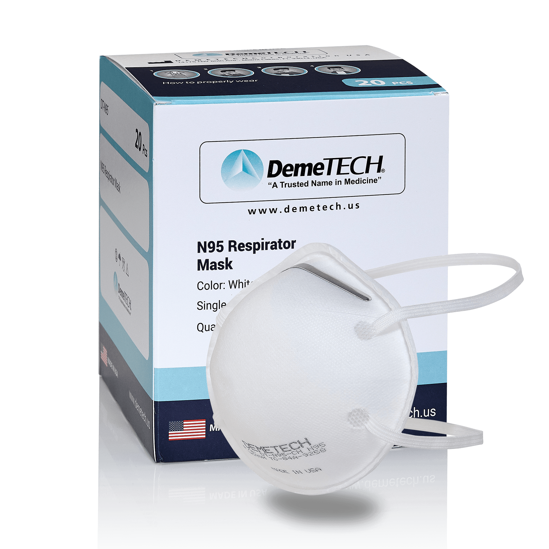 Surgical, N95 Respirator Mask, Cup Style, (Box of 20,  Size: Small