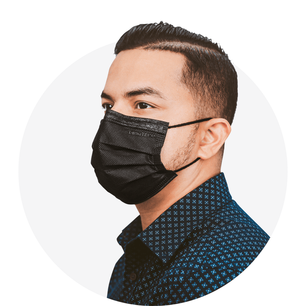 Black, ASTM Level 3 Disposable Face Mask with Earloops, Size Regular