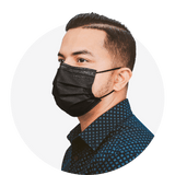 Black, ASTM Level 3 Disposable Face Mask with Earloops, (Case of 2,500)