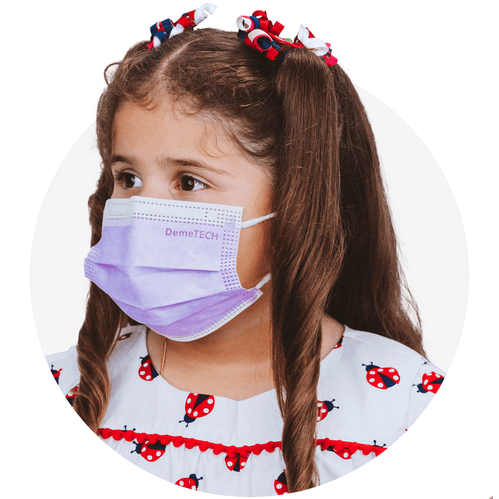 Kids, Purple, ASTM Level 3 Disposable Mask with White Earloops (Box of