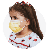 Kids, Yellow, ASTM Level 3 Disposable Mask with White Earloops  (Box of 50)