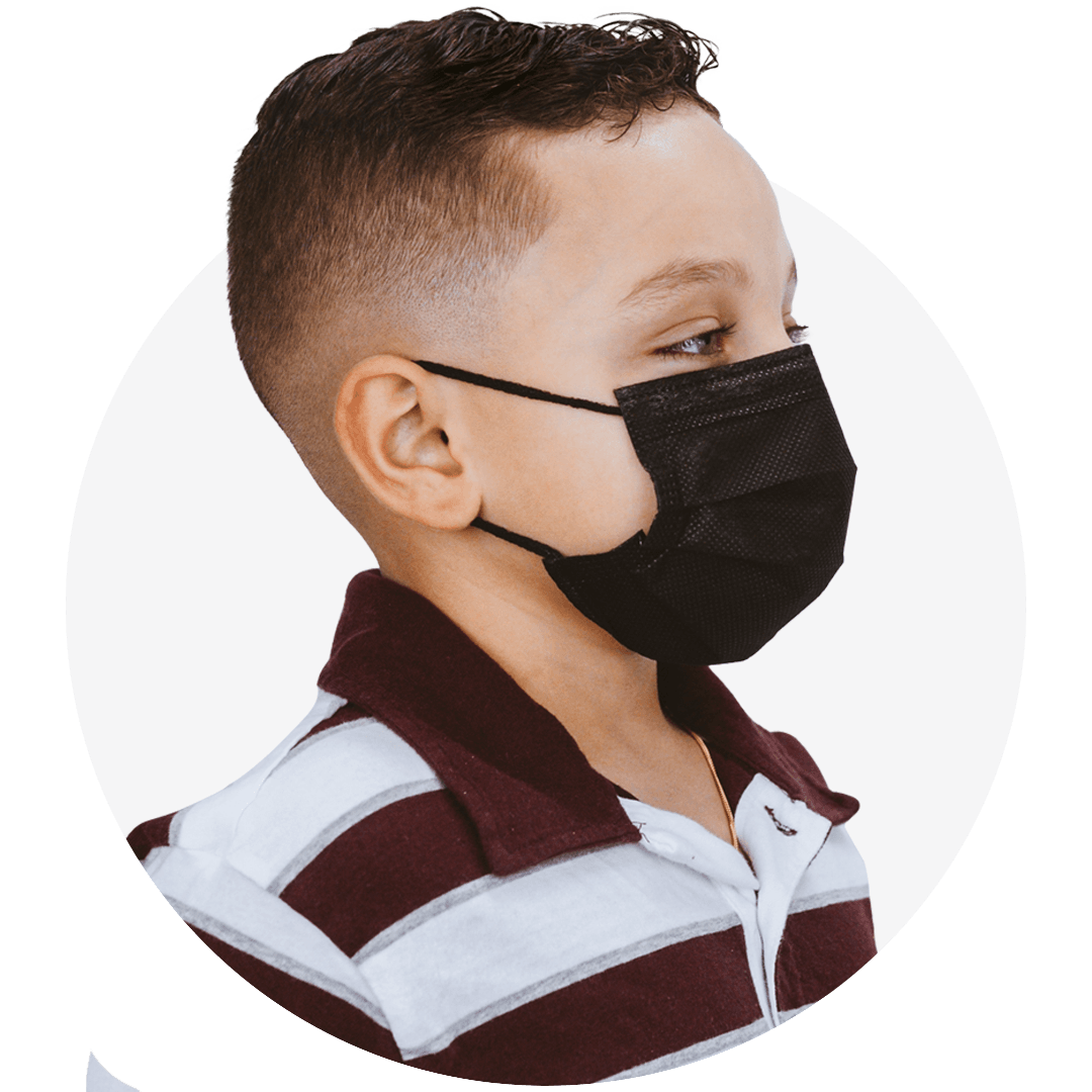 Kids, Black, ASTM Level 3 Disposable Mask with Earloops, (Box of 50)