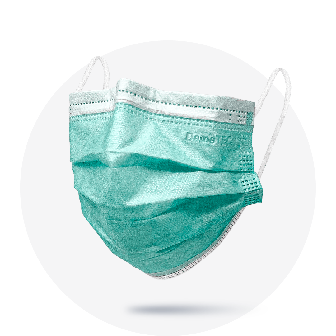 Green, ASTM Level 3 Disposable Face Mask with Earloops, (Box of 50), Size: Regular