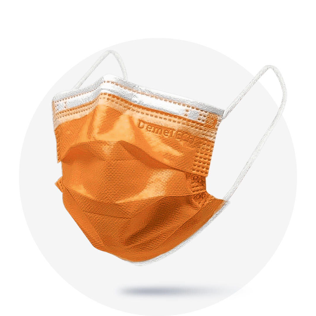 Kids, Orange, ASTM Level 3 Disposable Mask with White Earloops, (Box of 50)