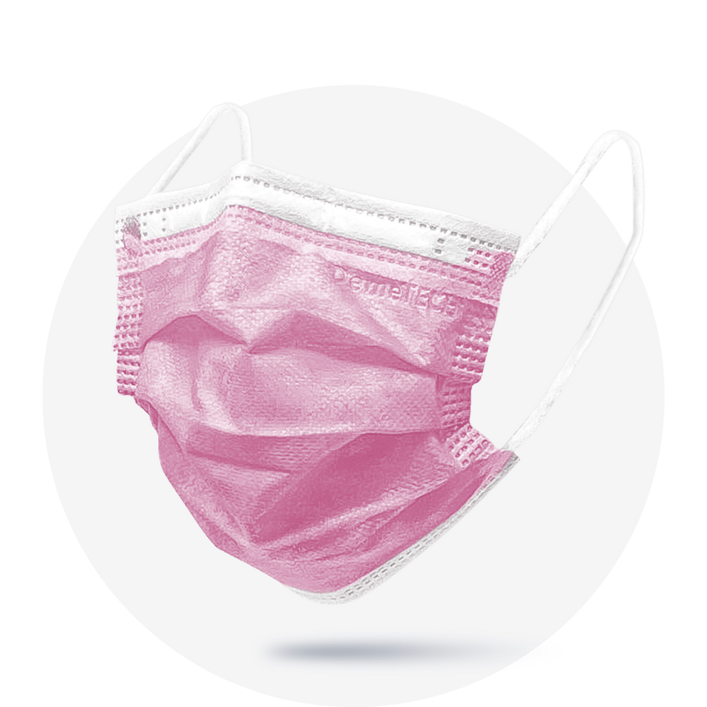Kids, Pink, ASTM Level 3 Disposable Mask with White Earloops, (Box of ...