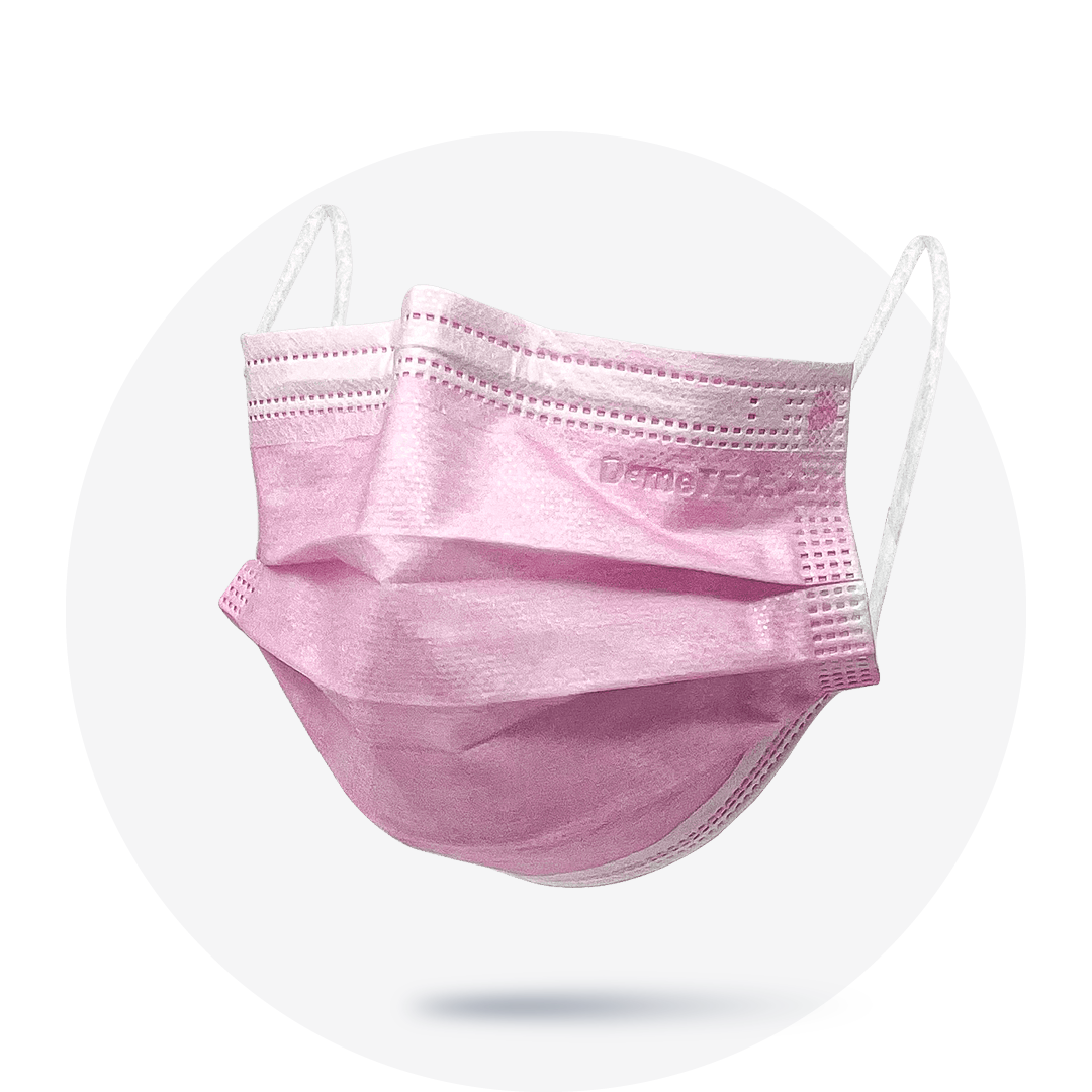Pink , ASTM Level 3 Disposable Face Mask With Earloops, (Box of 50), Size: Regular