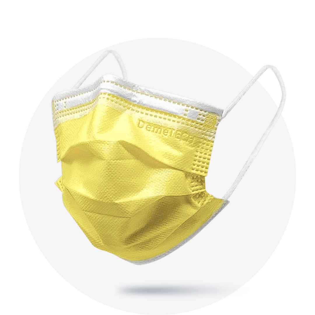 Kids, Yellow, ASTM Level 3 Disposable Mask with White Earloops  (Box of 50)