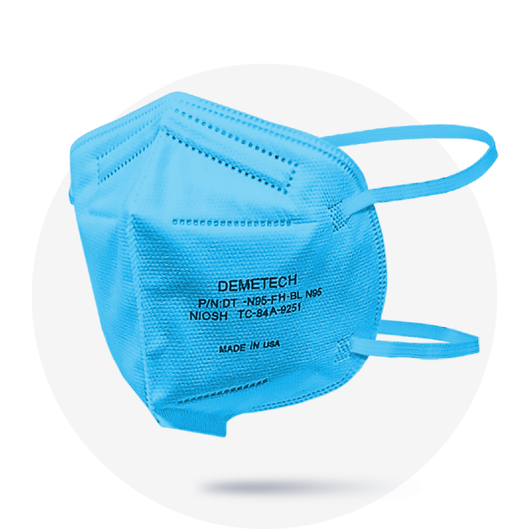 Blue, N95 Respirator Mask, Fold Style, NIOSH APPROVED, Size: Regular, (Box of 20)