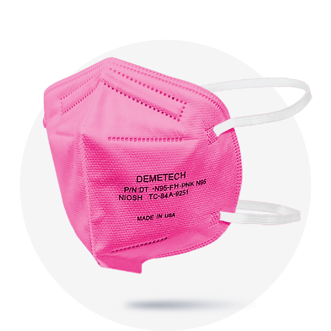 Pink, N95 Respirator Mask, Fold Style, NIOSH APPROVED, (Box of 20), Size: Regular